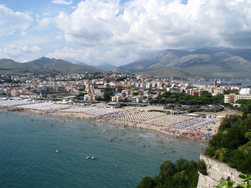 Serapo beach, Gaeta, as seen from Montagna Spaccata