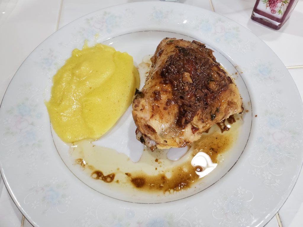 Chicken alla Ciociara with Polenta