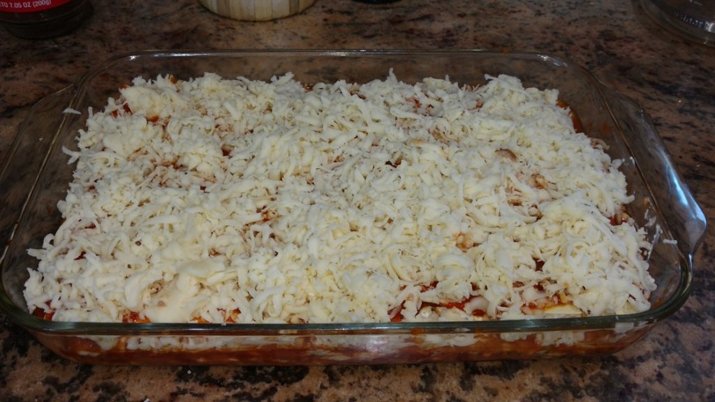 Lasagna - ready to be put in the oven